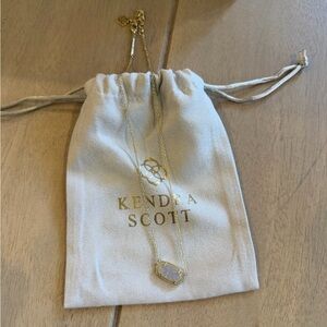 Kendra Scott Gold Necklace with White/Light Drusy Pendant